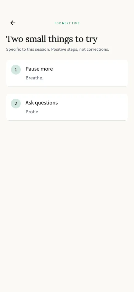 Action plan screen