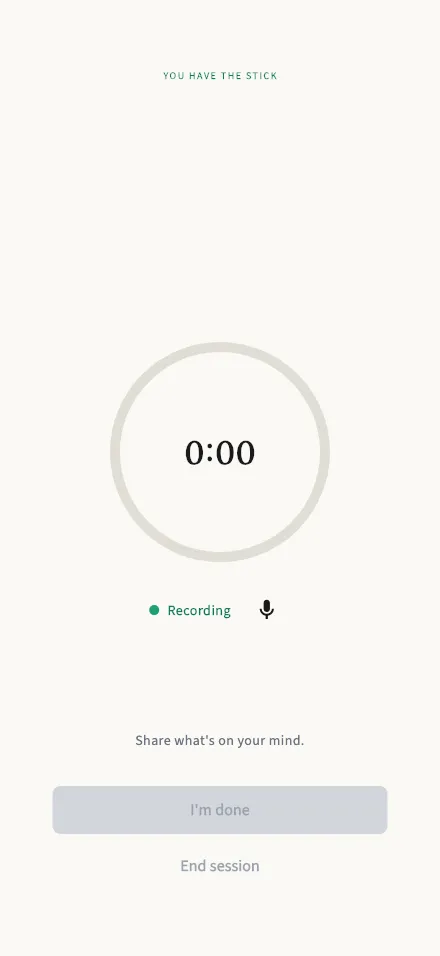 The your-turn-to-speak screen with the countdown
