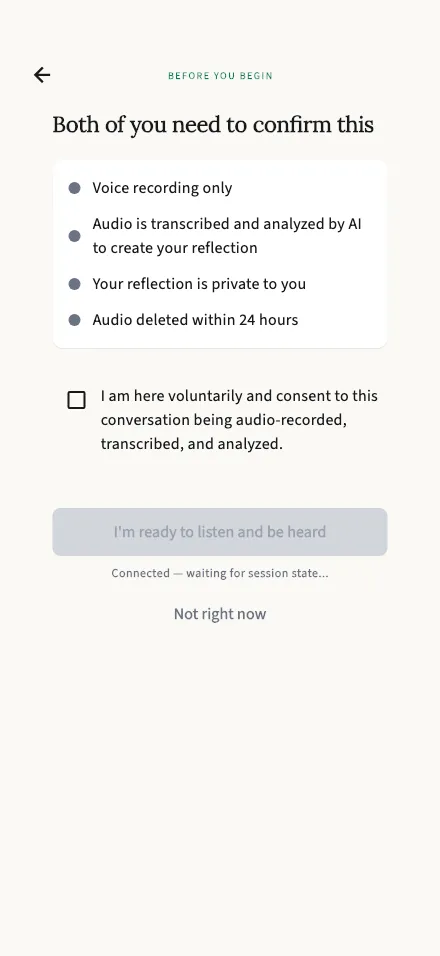 Recording consent screen