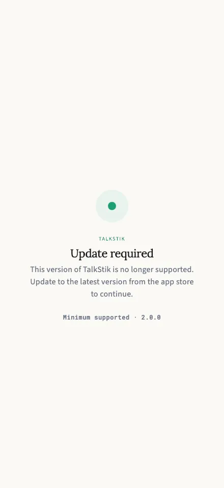 Update required screen