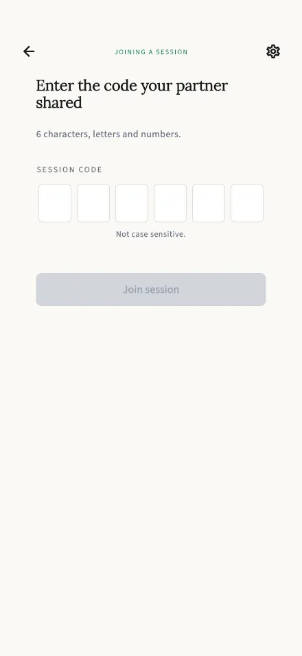 Join a session screen