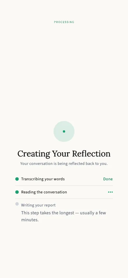 The preparing-your-report screen