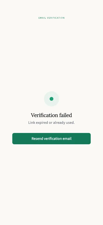 Verify your email screen